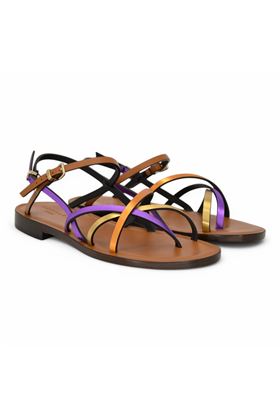 Sandalo donna in cuoio laminato multicolore. DONNARI' | DC04A-CUOIO VIOLA
